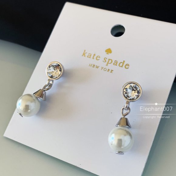 kate spade Jewelry - Kate Spade earrings silver pearl crystal earrings